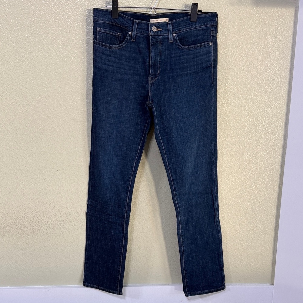 Women's Straight Leg Jeans - Dark Blue